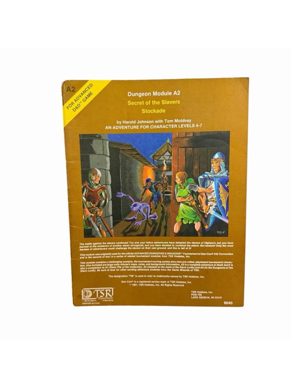 1981 Advanced Dungeons & Dragons Module A2 Secret of Slavers Stockade TSR 9040